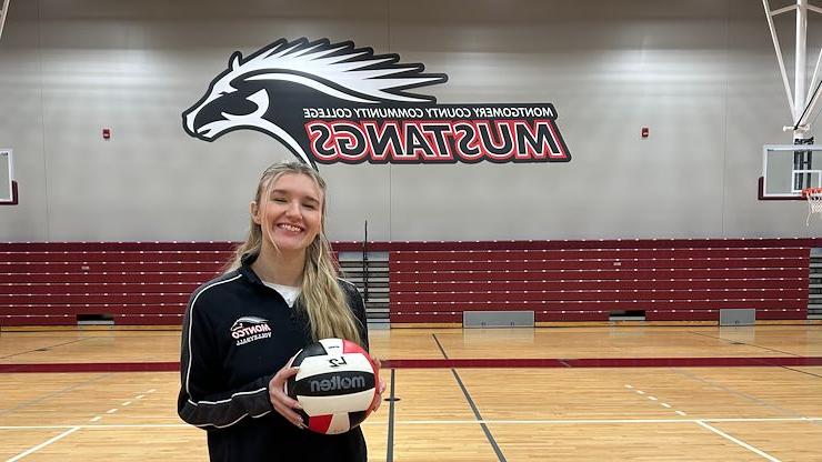 Mustangs women’s volleyball outside hitter and middle blocker, Veronika Paciorek, was selected by the NJCAA DIII Volleyball Committee as a third team All-American. Photos by Eric Devlin